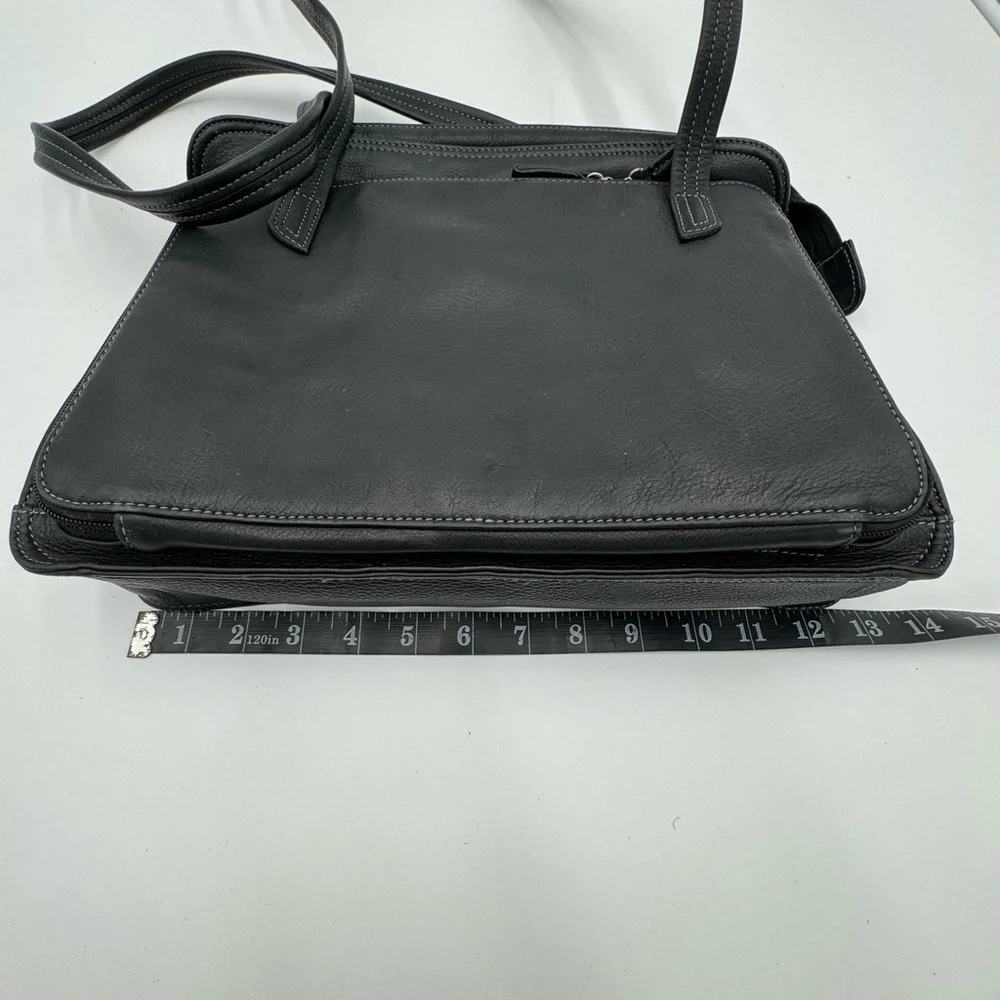 Leather Briefcase Laptop Shoulder Bag Purse Black